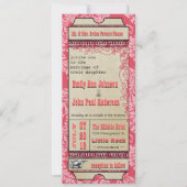 Playbill Ticket Wedding Raspberry Coral and Yellow Kaart (Voorkant)