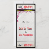 Playbill Ticket Wedding Raspberry Coral and Yellow Kaart (Achterkant)