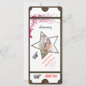 Playbill Ticket Wedding Raspberry Coral and Yellow Kaart (Achterkant)