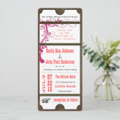 Playbill Ticket Wedding Raspberry Coral and Yellow Kaart (Staand voorkant)