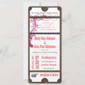 Playbill Ticket Wedding Raspberry Coral and Yellow Kaart (Voorkant)