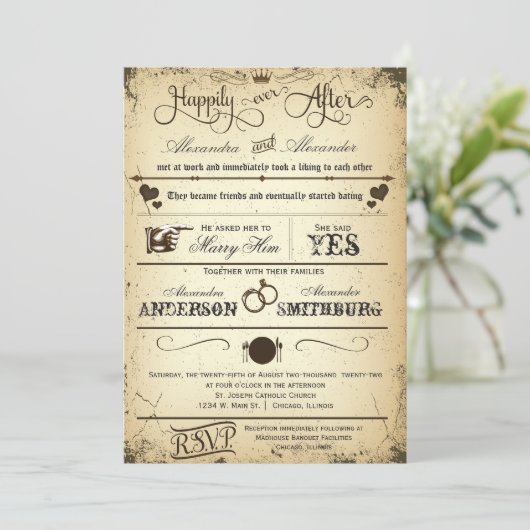 Playbill verhaallijn Formele bruiloft uitnodigen Kaart (Staand voorkant)