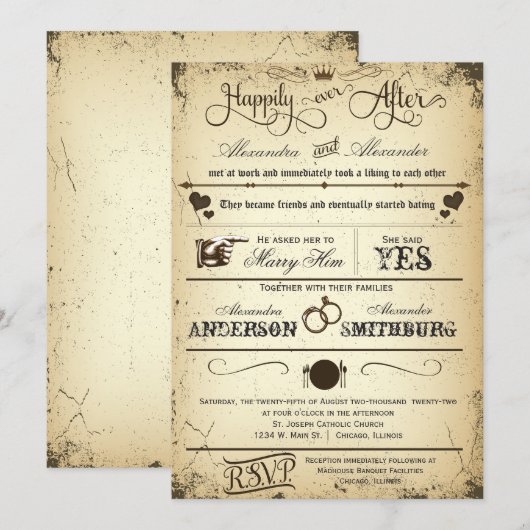 Playbill verhaallijn Formele bruiloft uitnodigen Kaart (Voorkant / Achterkant)