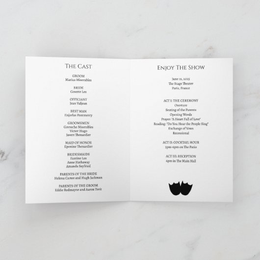 PlayBill Wedding Programma (Binnen)