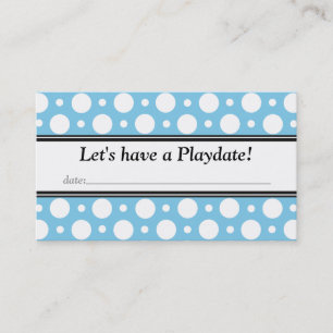 Playdate met Date Blue Polka Dots Visitekaartjes Contactkaartje