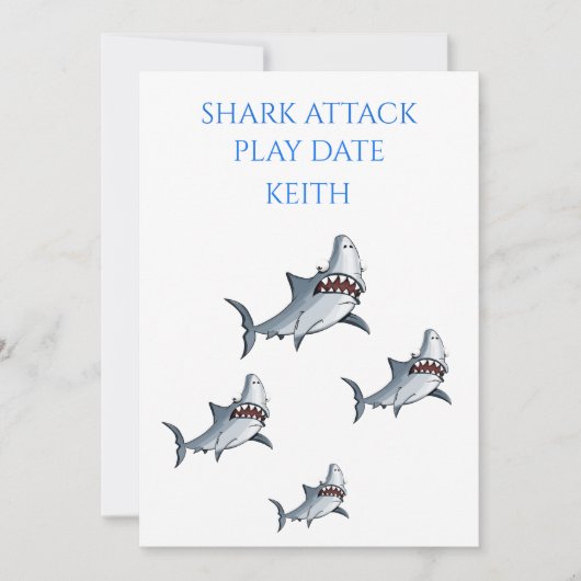 PLAYDATUM INVITATIE "SHARK ATTACK" KAART (Voorkant)