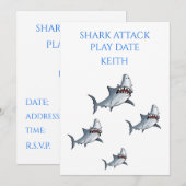 PLAYDATUM INVITATIE "SHARK ATTACK" KAART (Voorkant / Achterkant)