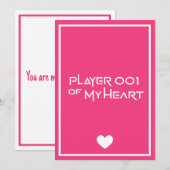 "Player 001 of my heart" love card Feestdagenkaart (Voorkant / Achterkant)