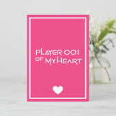 "Player 001 of my heart" love card Feestdagenkaart (Staand voorkant)