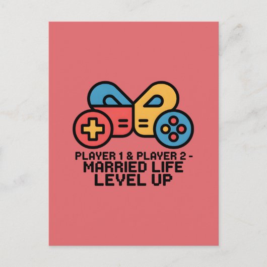 Player 1 & 2 Married Gamer Briefkaart (Voorkant)