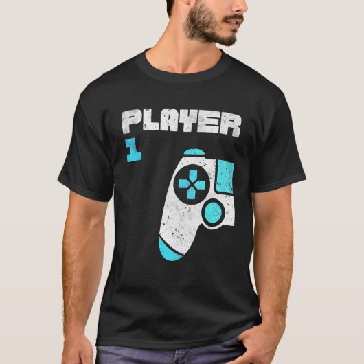 Player 1 Gamer Matching Brothers Friends T-shirt (Voorkant)