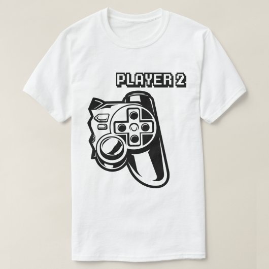 Player 1 Player 2 Gamer Couple T-shirt (Design voorkant)