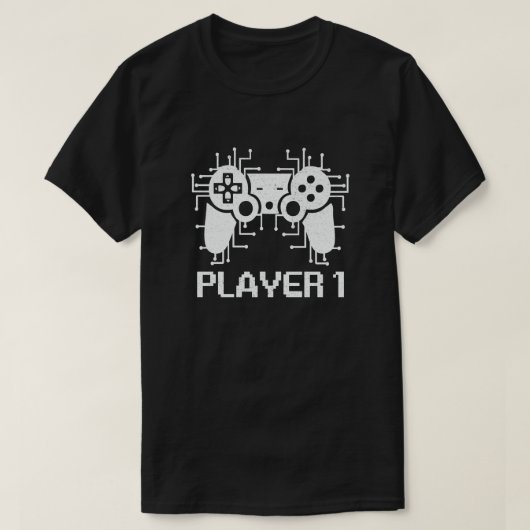 Player 1 Player 2 Gamer Couple T-shirt (Design voorkant)
