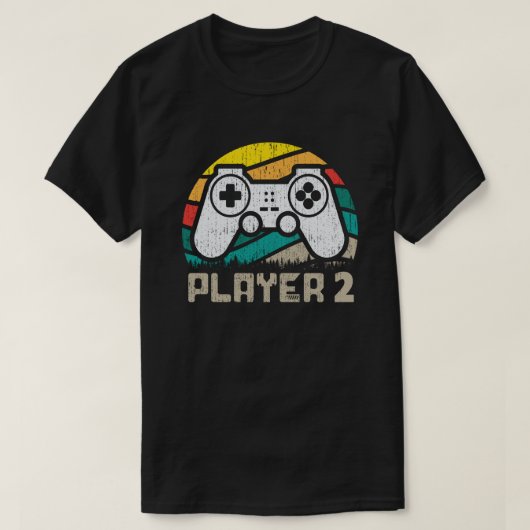 Player 1 Player 2 Matching Gamer Couple T-shirt (Design voorkant)