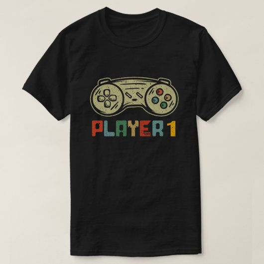 Player 1 Player 2 Matching Gamer Couple T-shirt (Design voorkant)