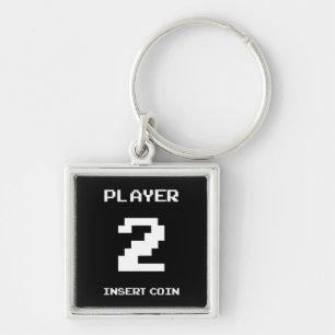 Player 2-gamerontwerp sleutelhanger