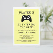 Player 3 Video Game Baby Couple Shower Kaart (Staand voorkant)