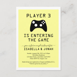 Player 3 Video Game Baby Couple Shower Kaart