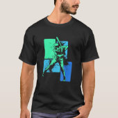 Player Baseball Batter Green Blue Catcher Pitcher T-shirt (Voorkant)