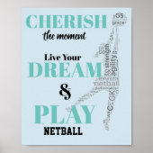 Player dat Motivatie Netball Quote wordt geacht Poster (Voorkant)