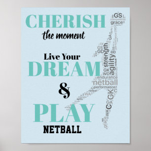 Player dat Motivatie Netball Quote wordt geacht Poster