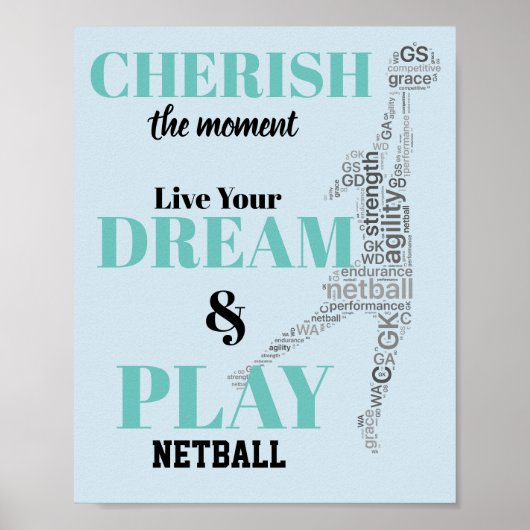 Player dat Motivatie Netball Quote wordt geacht Poster (Voorkant)