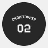 Player Name Jersey Number Mens Long Sleeve Ronde Sticker (Voorkant)