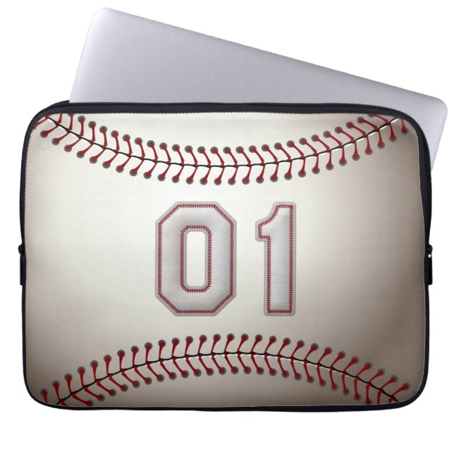 Player-nummer 01 - Koel Baseball-titels Laptop Sleeve (Voorkant)
