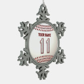 Player-nummer 11 - Koel Baseball-titels Tin Sneeuwvlok Ornament (Links)