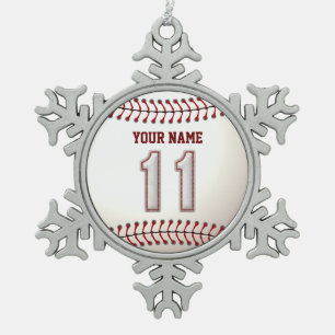 Player-nummer 11 - Koel Baseball-titels Tin Sneeuwvlok Ornament