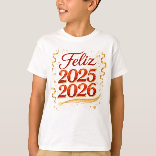 Playera Básica para Niño con Diseño “Feliz 2025-20 T-shirt (Voorkant)