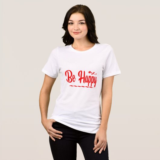 Playera Be Happy Sé Feliz Tri-Blend Shirt (Voorkant volledig)
