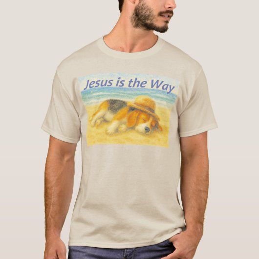 Playera Beach with a Hat - "Jesus is the Way" T-shirt (Voorkant)