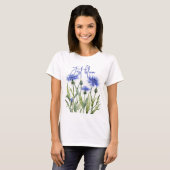 playera con flores azules, diseño floral azul t-shirt (Voorkant volledig)