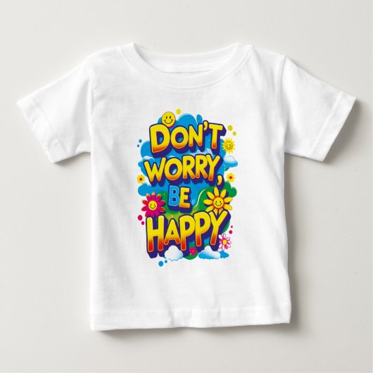 Playera con punto de jersey Don't Worry, Be Happy (Voorkant)