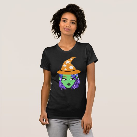 Playera de Halloween, Bruja enojada T-shirt (Voorkant volledig)