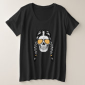 Playera de Halloween con Calavera y Trenzas Grote Maat T-shirt (Design voorkant)
