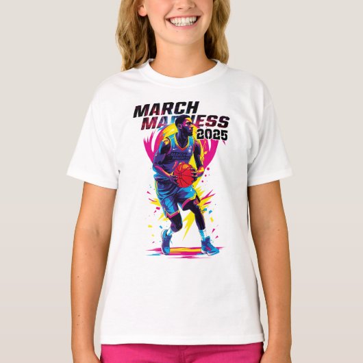 Playera de niñas Locura de Marzo Baloncesto T-shirt (Voorkant)