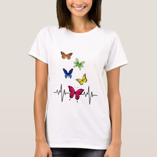 Playera fiesta de mariposa para damas. t-shirt (Voorkant)