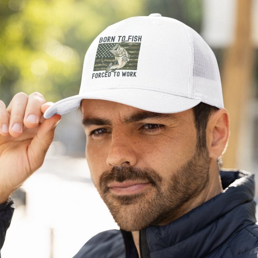 Playera Funny Fishing Born to Fish Forced to Work Trucker Pet