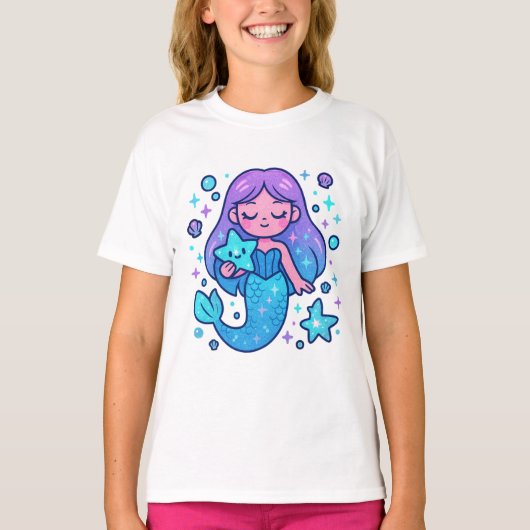 Playera Kawaii Magic Mermaid– Cute Magical T-shirt (Voorkant)