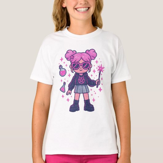 Playera Kawaii Pink Witchy – Cute Magical T-shirt (Voorkant)