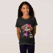 Playera negra niñas catrina t-shirt (Voorkant volledig)