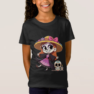 Playera negra niñas catrina t-shirt