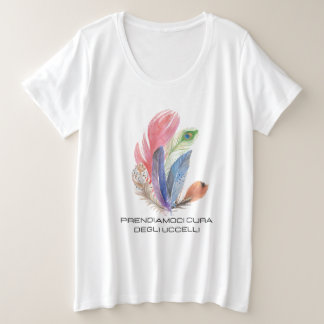 Playera plumas de aves  grote maat t-shirt