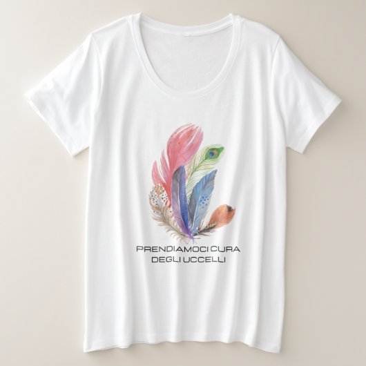 Playera plumas de aves grote maat t-shirt (Design voorkant)