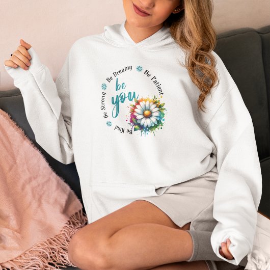 Playera Watercolor Flower Design and Motivacional Hoodie
