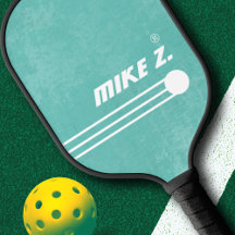 Player's Name op Aged Blauwgroen Pickleball Paddle