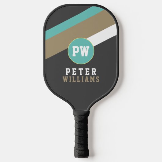 Player's Name op Striped Dark Grey Pickleball Paddle (Voorkant)