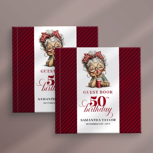 Playful 50th birthday woman guest book keepsake gastenboek